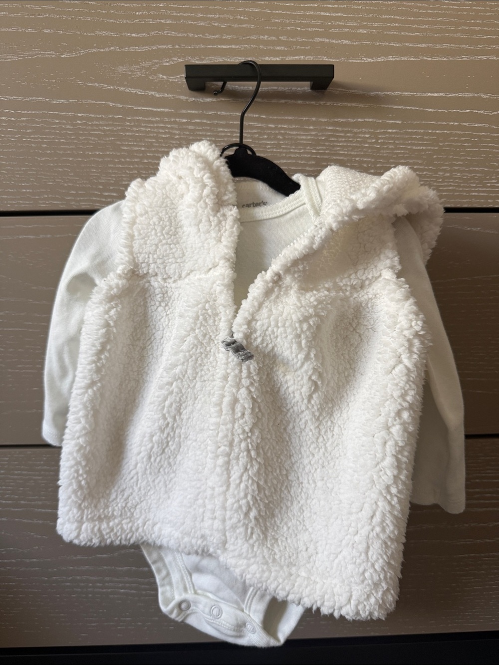 Carter's White Sherpa Hooded Baby Matching Set